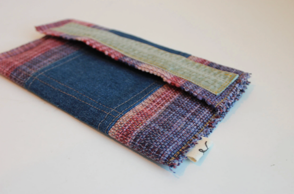 Raspberry Plaid Denim Wear Hand-Catch Wallet