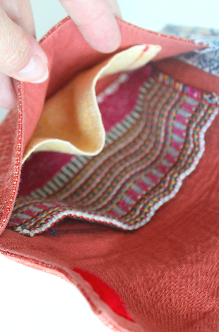 Rust Red & Blue Paisley Hand-Catch Wallet