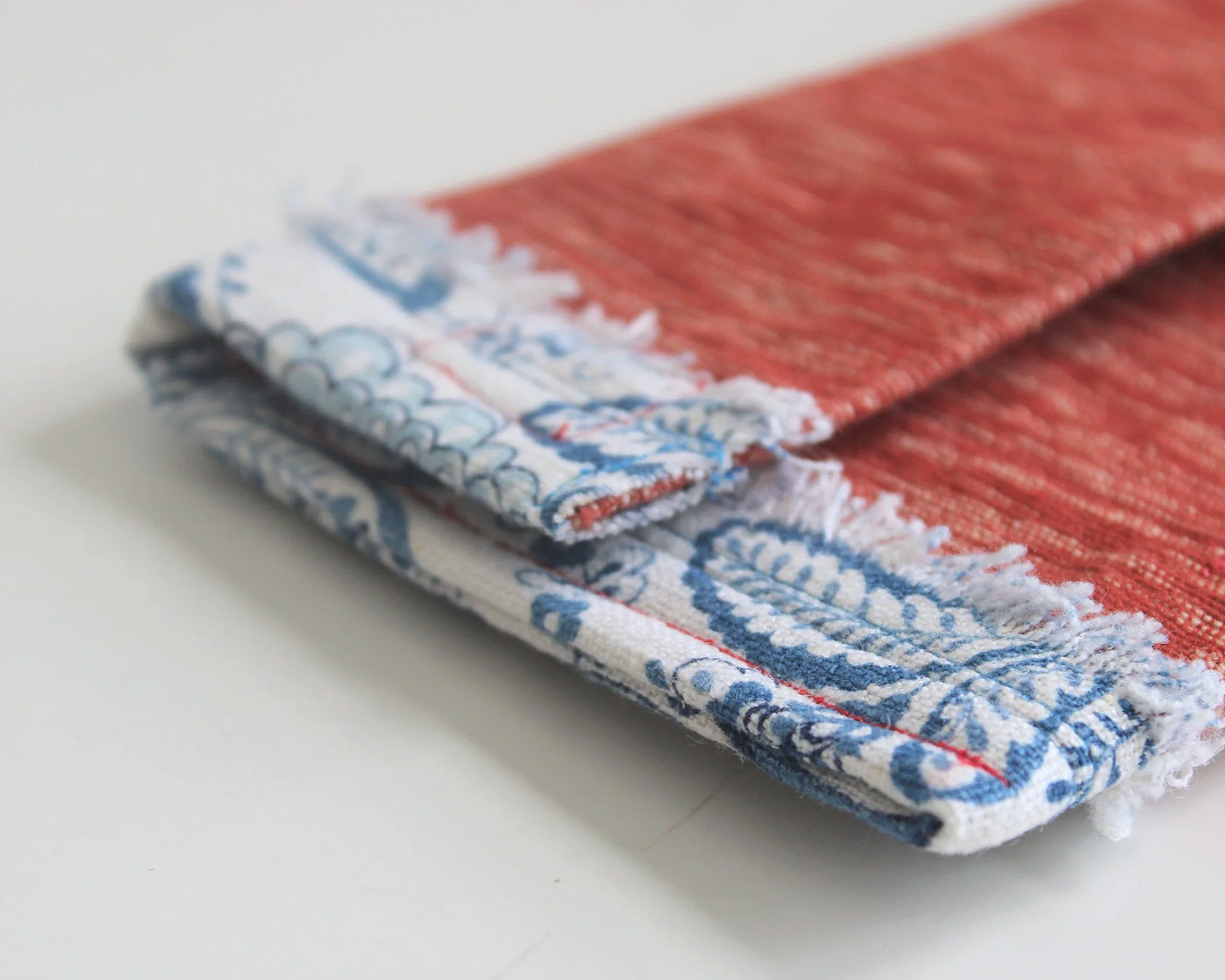 Rust Red & Blue Paisley Hand-Catch Wallet