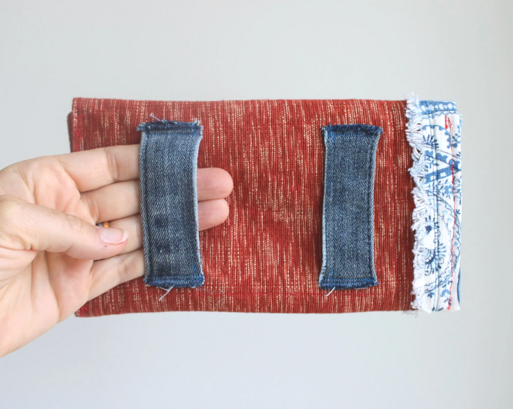 Rust Red & Blue Paisley Hand-Catch Wallet