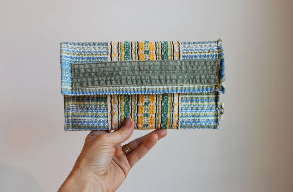 Blue-Green-Yellow Stripes Hand-Catch Wallet