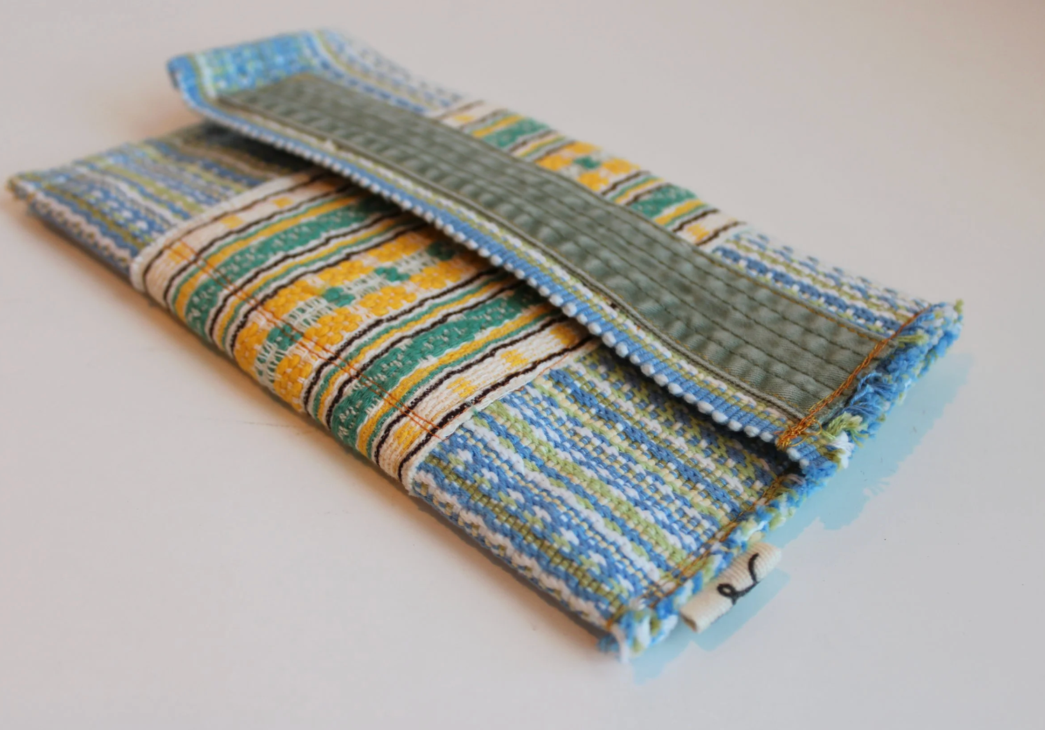 Blue-Green-Yellow Stripes Hand-Catch Wallet