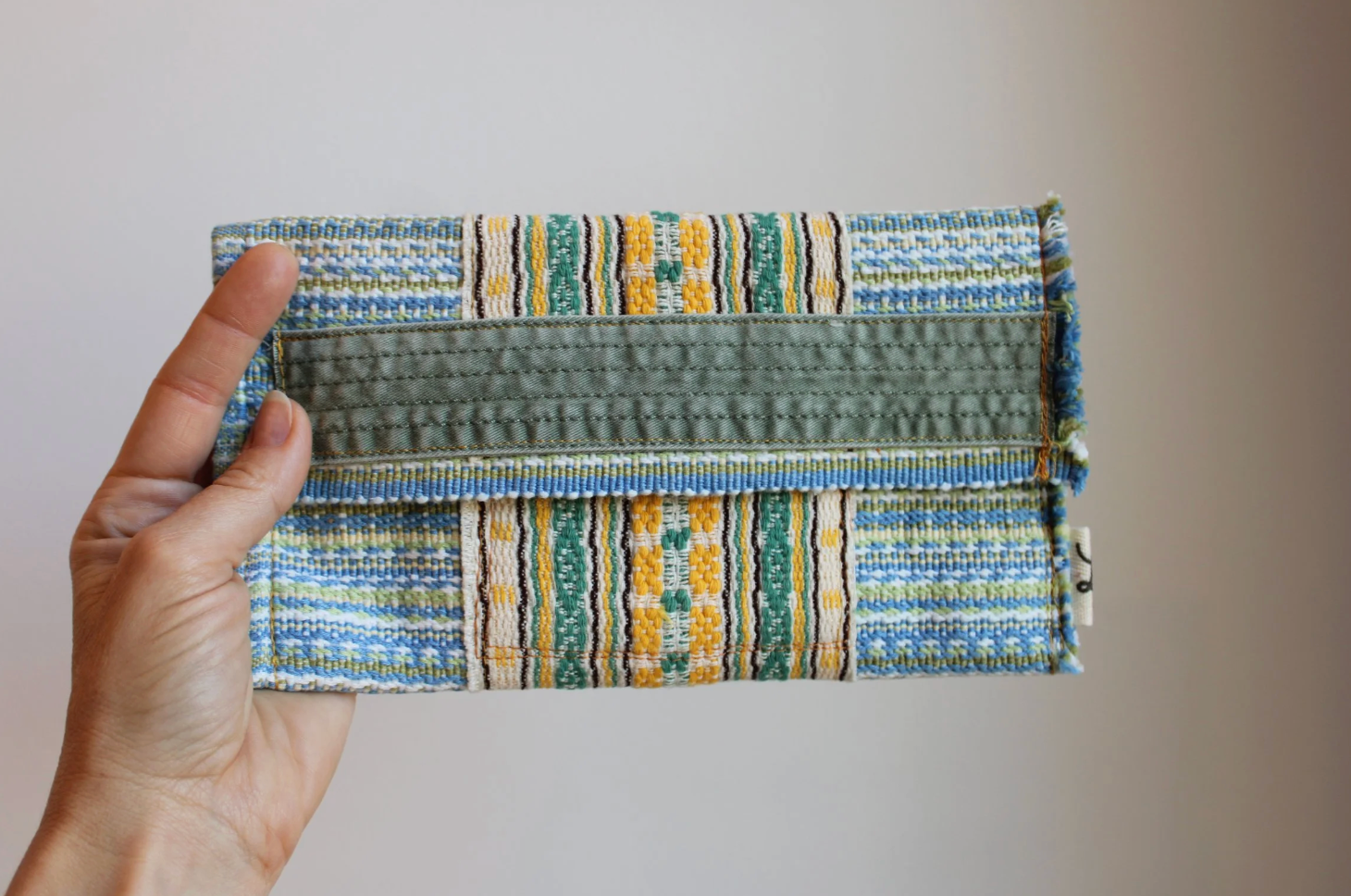 Blue-Green-Yellow Stripes Hand-Catch Wallet