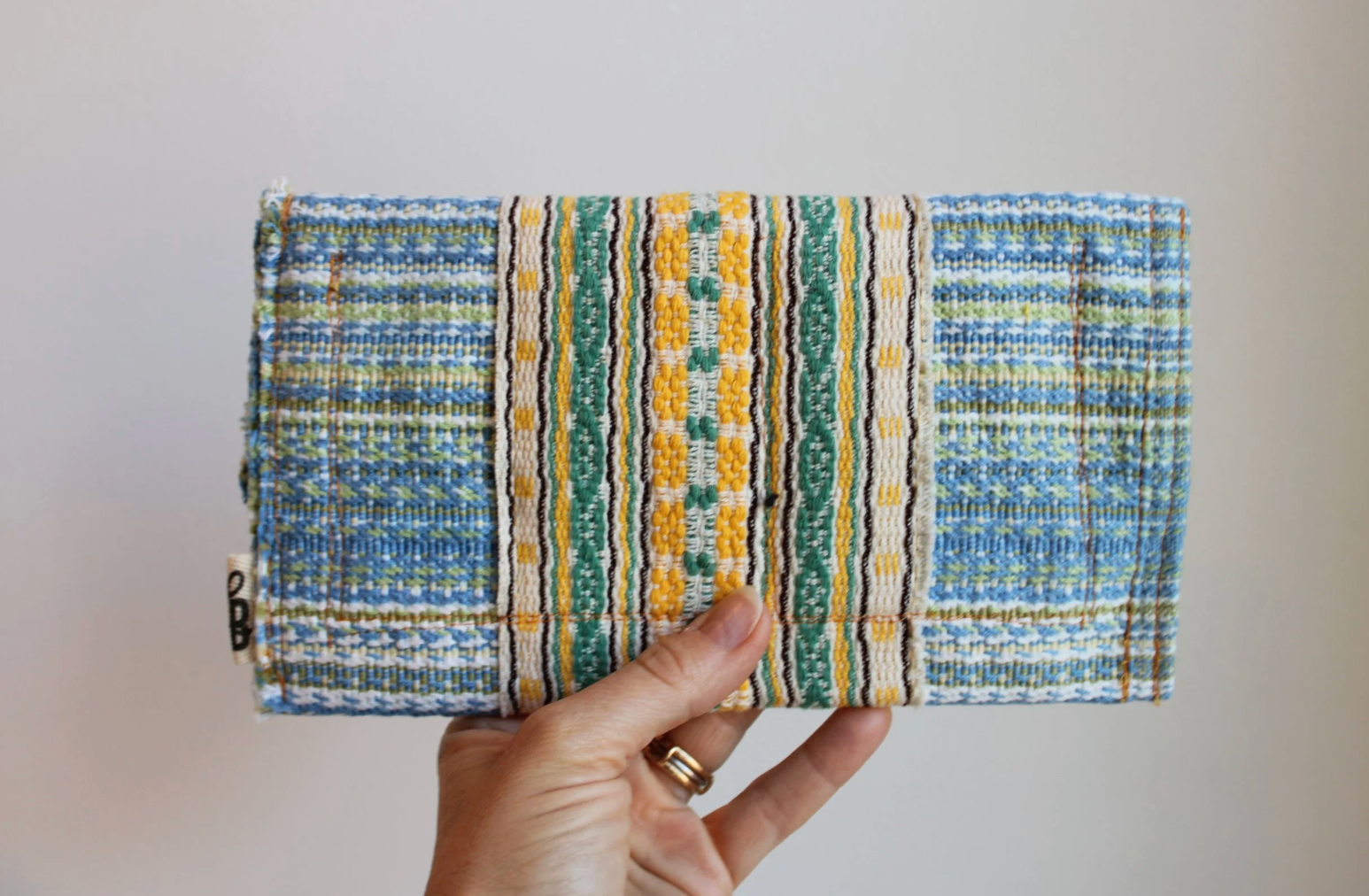 Blue-Green-Yellow Stripes Hand-Catch Wallet