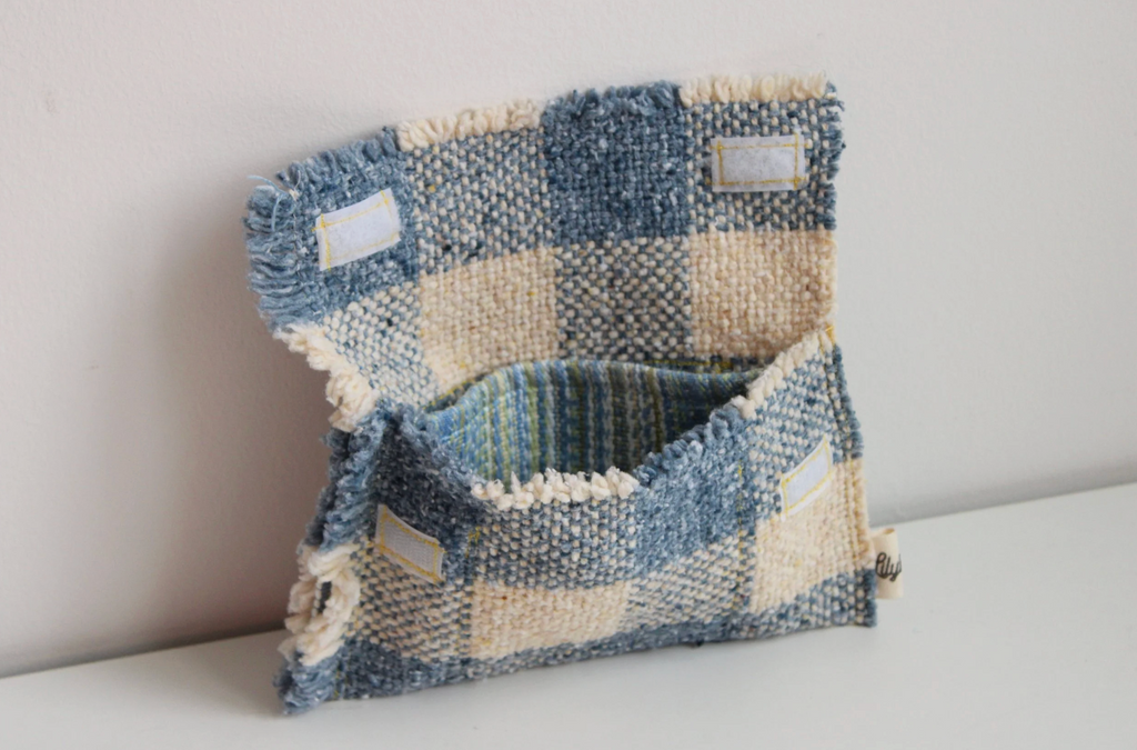 Blue & White Checkered Hand-Catch Wallet
