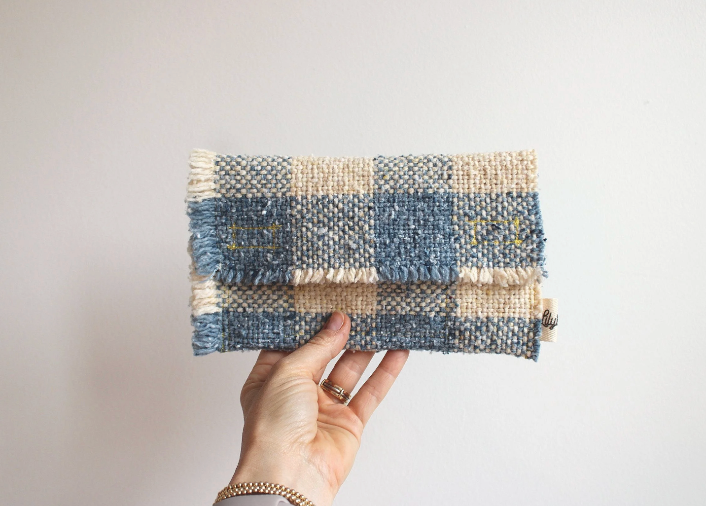 Blue & White Checkered Hand-Catch Wallet